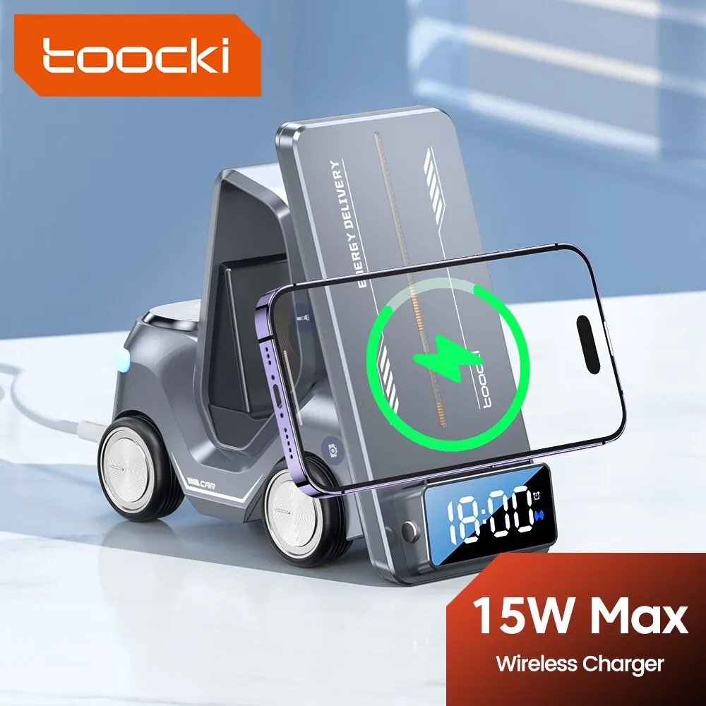 Toocki 5 in 1 kabelloses Ladegerät Telefonst änder für iPhone 15 14 13 15w Schnelllade-Magnet docks tation für Apple Watch-Kopfhörer Image