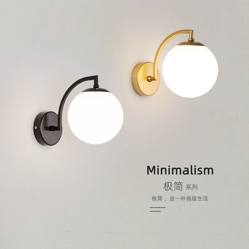 Moderne LED-Wandleuchten, Glaskugel-Wandleuchte, nordische minimalistische Wandleuchte für Wohnzimmer, Schlafzimmer, Nachttisch, Esszimmer, Küche, Innenbeleuchtung