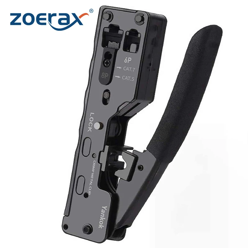 ZoeRax RJ45 Cat7 Cat6 Cat5 Pass Through Crimper für RJ45 RJ12 RJ11 Netzwerkanschluss Modularstecker Ethernet-Kabel EZ Crimp Tool Image