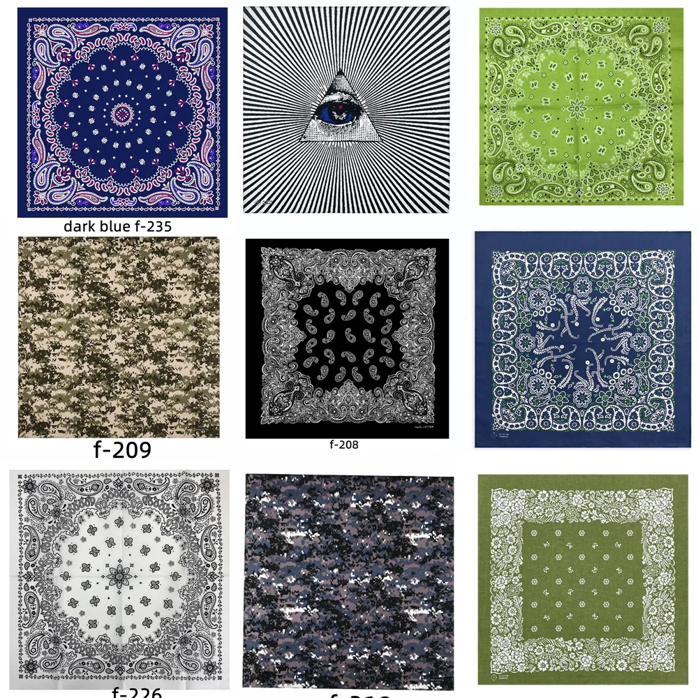 f-201 Unisex Baumwollmischung Hip Hop Bandana Kopfbedeckung Haarband Schal Hals Handgelenk Wickelband Magic Head Square Schal Taschentuch