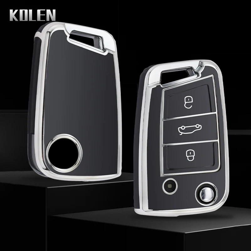 Neue TPU Auto Flip Schlüssel Fall Abdeckung Shell Für VW Volkswagen Golf 7 MK7 Tiguan MK2 Für SITZ Ateca Leon FR 2 Ibiza Skoda Octavia A7 Image