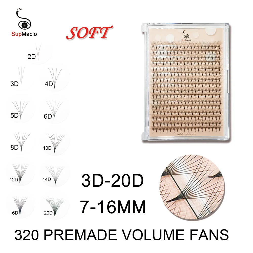 Supmacio Vorgefertigte Wimpernfächer 3D 4D 5D 6D 8D 10D 12D 14D Blumenstrauß Vorgefertigte Volumenfächer Spitze Basis Weiche russische Volumenwimpern Image