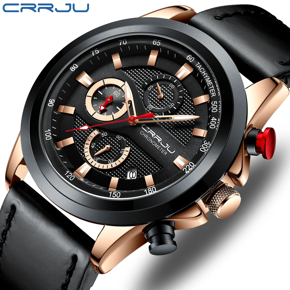 2023 CRRJU Große Zifferblatt herren Uhr Chronograph Sport Männer Uhren Design Kreative Mit Termine Männlich Armbanduhr Herren Edelstahl Image