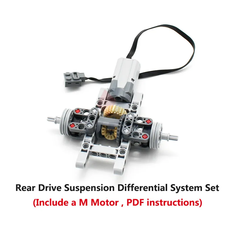 MOC Hohe-Tech Auto Rear Drive Suspension Differential System Set Kompatibel Power Funktionen M Motor Bausteine DIY Spielzeug geschenk Image