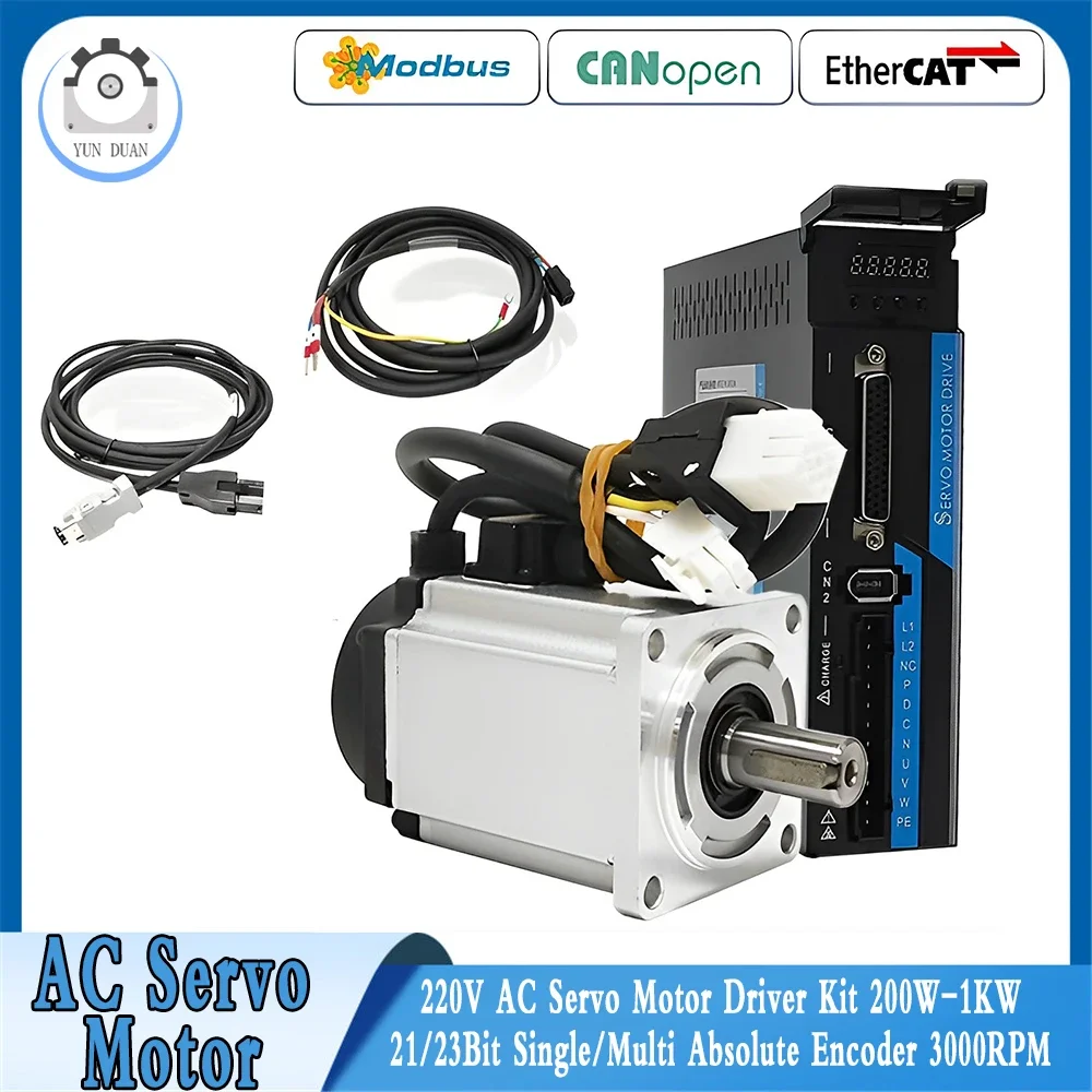 AC-Servomotor-Treiber-Kit 400 W/750 W/1 kW 17/21 Bit Single Multi Absolute Encoder 3000 U/min 2,39 Nm ~ 3,18 Nm 80 Flansch-Servo mit RS485 Image