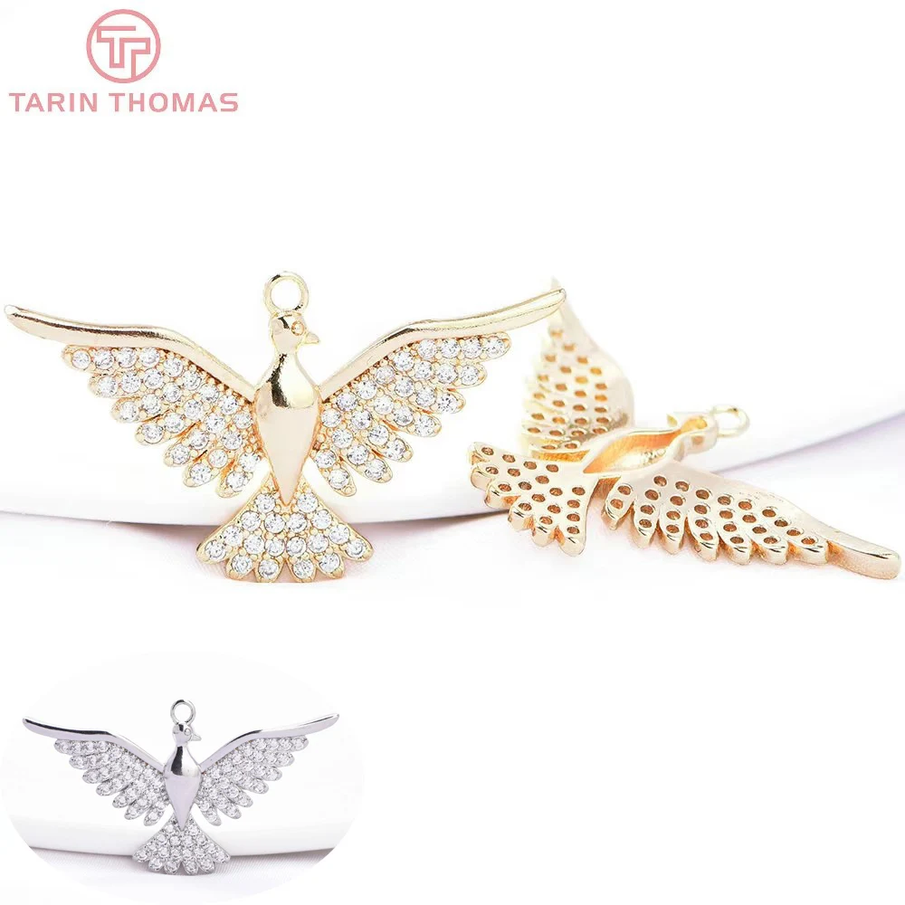 (8159) 2PCS 34,5x19,5MM 24K Gold Farbe Messing mit Zirkon Große Wilde Gans Geformte Anhänger Hohe Qualität schmuck Machen Erkenntnisse