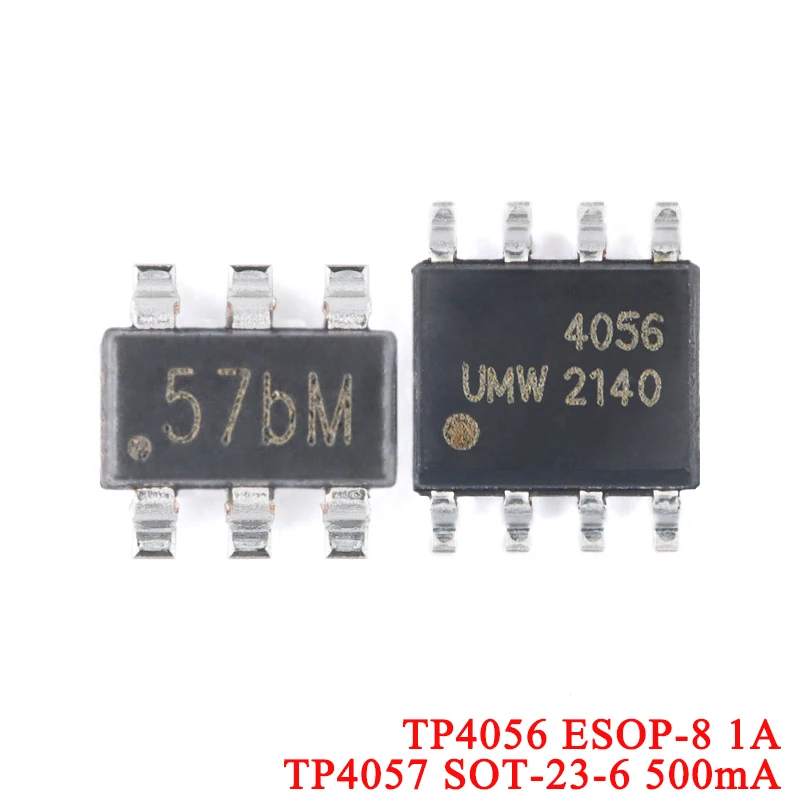 100 stücke/5 stücke TP4057 57bM SOT-23-6 SOT23 500mA TP4056 4056 ESOP-8 1A Batterie Power Management Chip IC Controller Neue Original Image