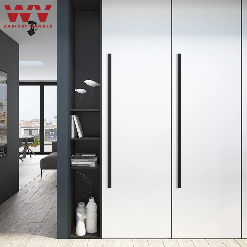 WV Amerikanischen Schwarz Schrank Tür Griffe Moderne 1000MM 1200MM Lange Minimalistischen Griffe Schublade Schrank Zieht Aluminium Legierung Image