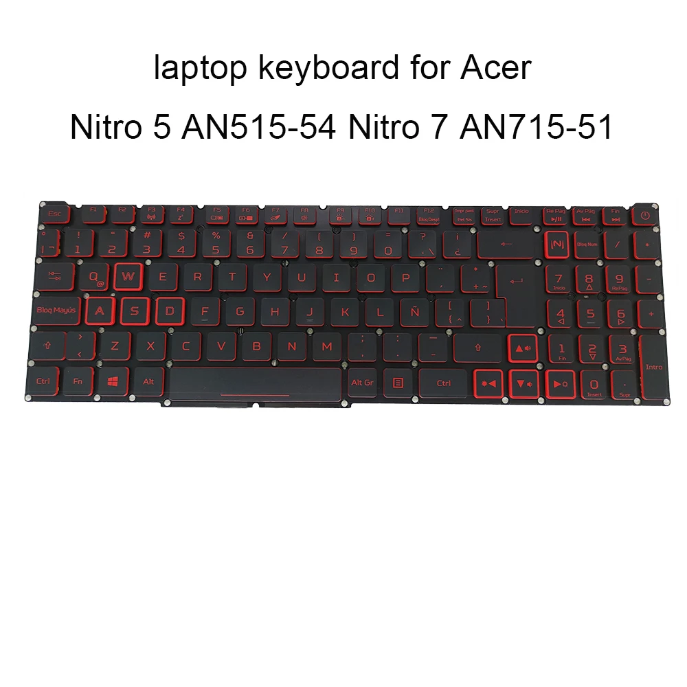 LA Französische AZERTY-Tastatur mit Hintergrundbeleuchtung für Acer Nitro 5 AN515 54 557H AN517 AN715-51 lateinisch-spanische Tastaturen SP ES Rot LG5P-N90BRL Image