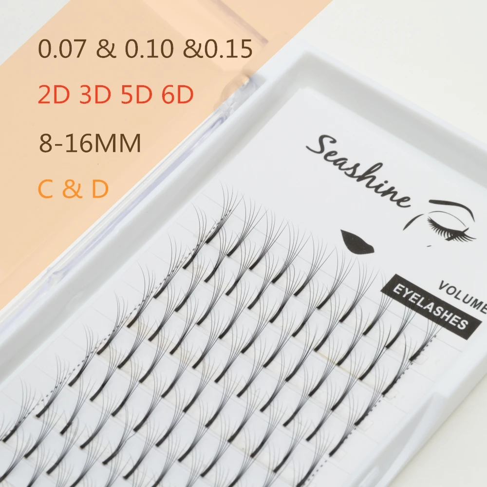Seashine Lashes Vorgefertigte Volumenfächer 2d/3d/5d/6d Lash Russische Volumen-Wimpernverlängerungen Vorgefertigte Wimpernverlängerung PBT-Seide Image