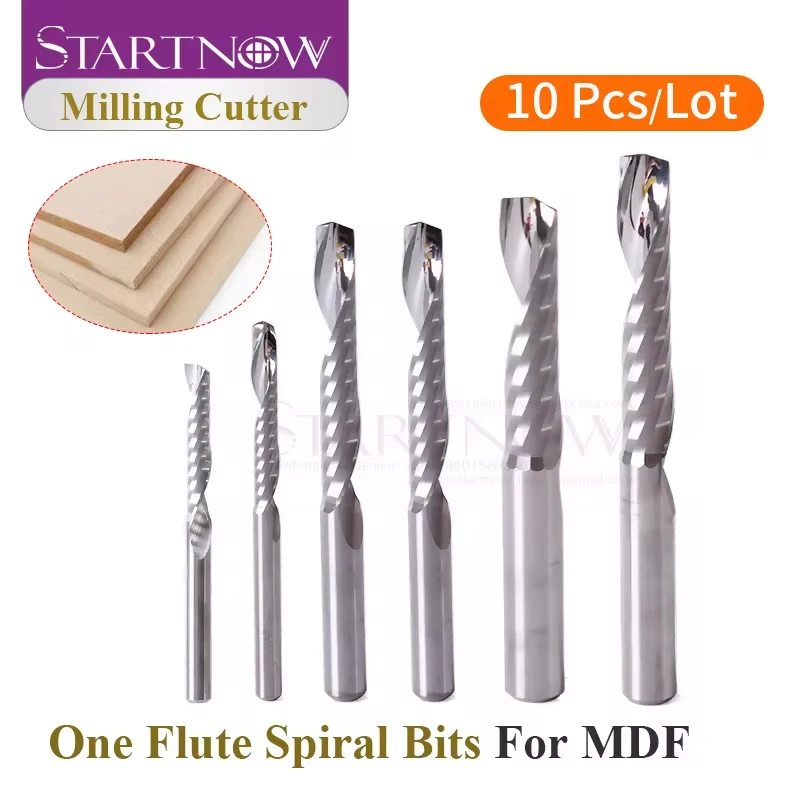 Startnow 10 Teile/los MDF Fräser Wolfram Stahl CNC Router Gravur Bit Eine Flöte Spirale Schaftfräser PVC Kunststoff Schneiden Werkzeug Image