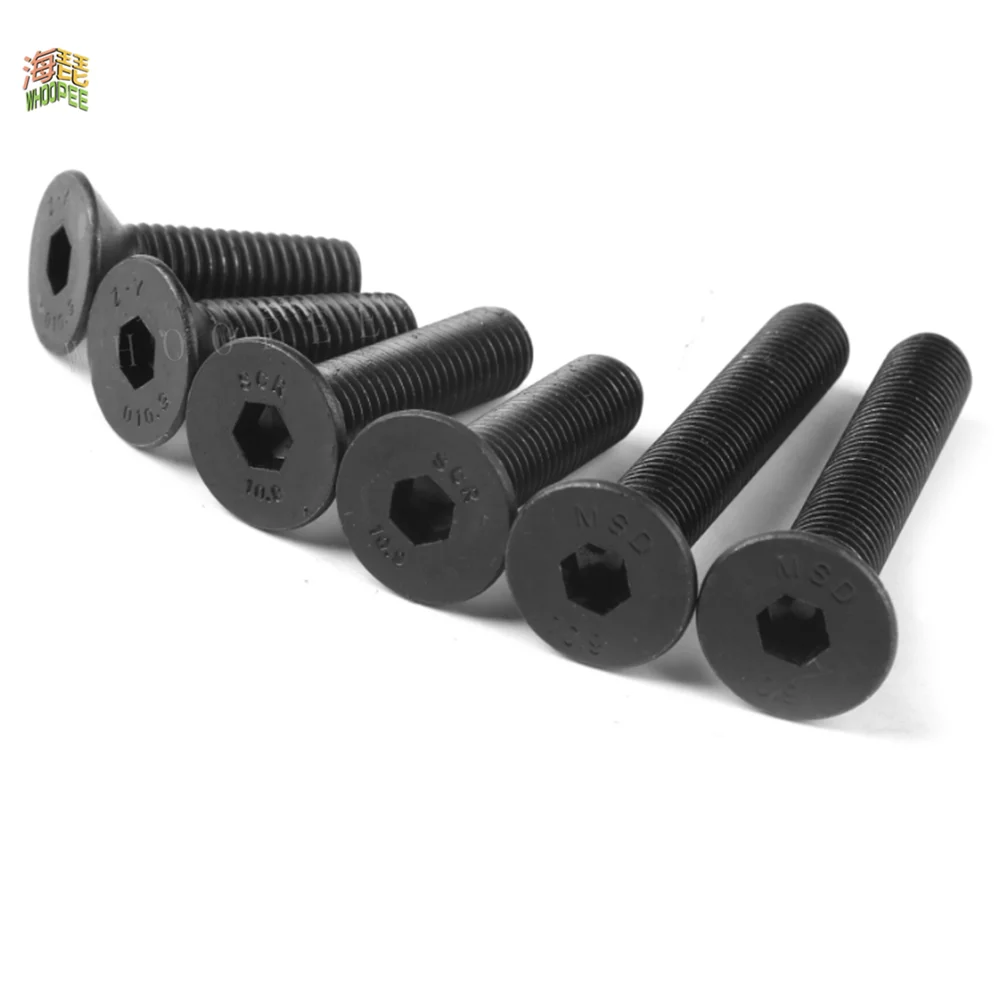 Heißer Verkauf M2 M 2,5 M3 M4 M5 M6 M8 Din7991 Carbon Stahl Bolzen DIY Hexagon Hex Buchse Flache Kopf senkkopf Schwarz Möbel Schrauben Image