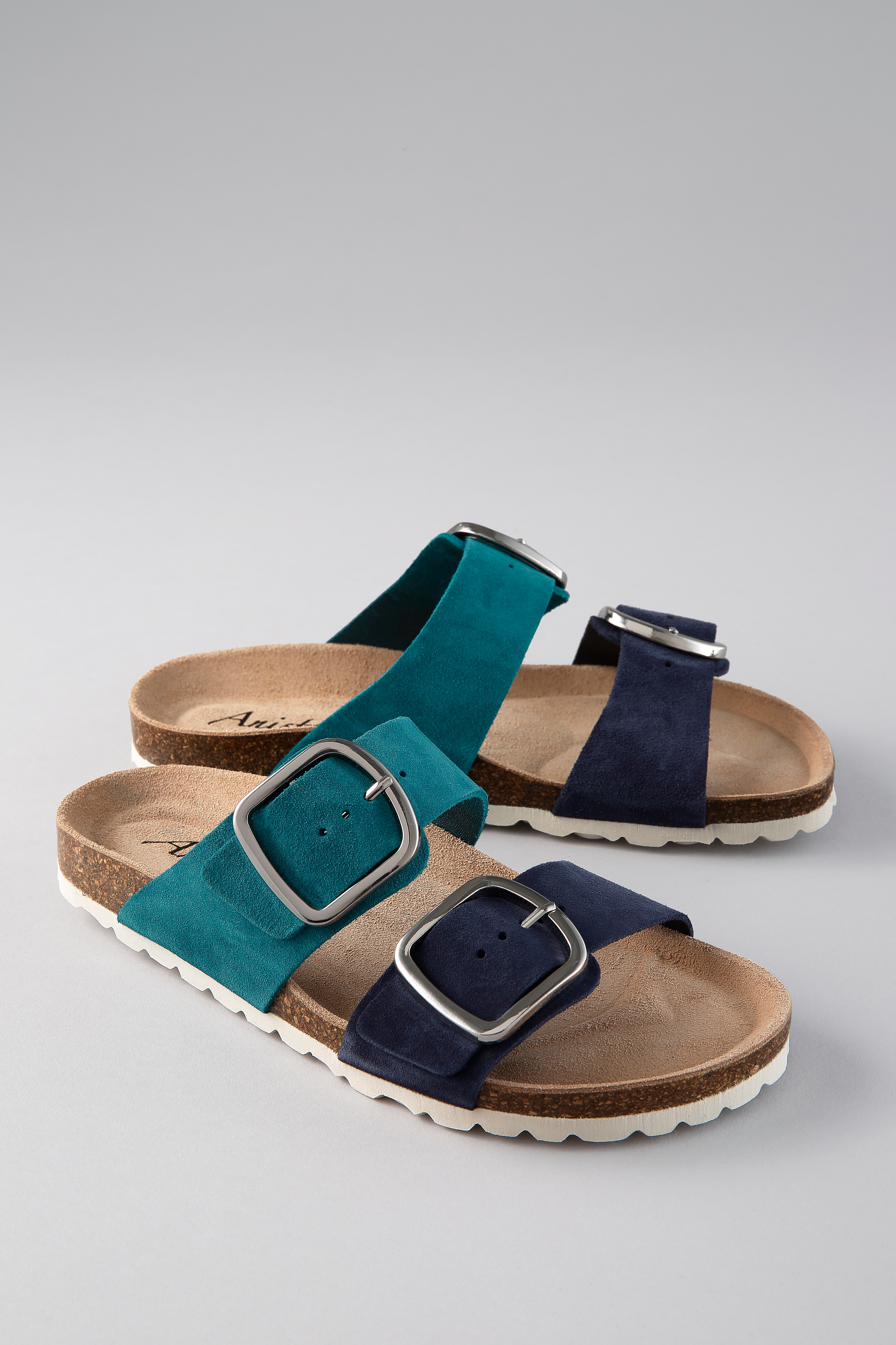 Pantolette ANISTON SHOES, Damen, Gr. 37, blau, türkis, Veloursleder, Schuhe Pantolette