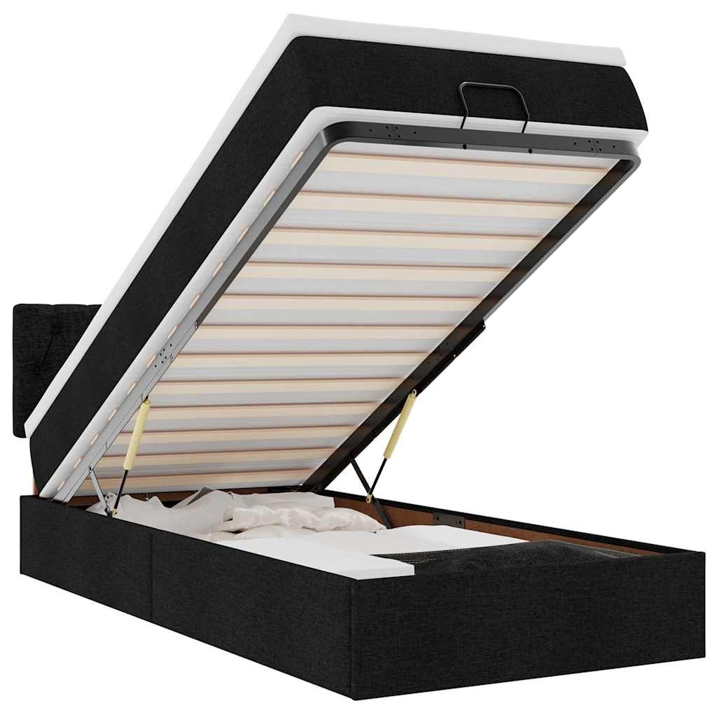 vidaXL Ottoman-Bett mit Matratze Schwarz 80x200 cm Stoff Image