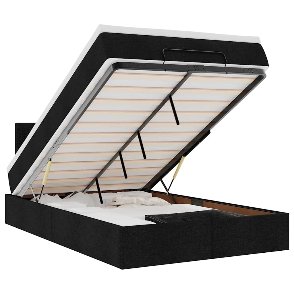 vidaXL Ottoman-Bett mit Matratze Schwarz 120x200 cm Stoff Image