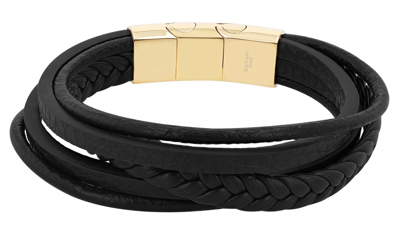 Edelstahlarmband ADELIA´S "Neuheit 2025 - Herren Armband aus Edelstahl" Gr. 21, schwarz gold, Armbänder, Damen, 21, Edelstahl, Edelstahlarmband