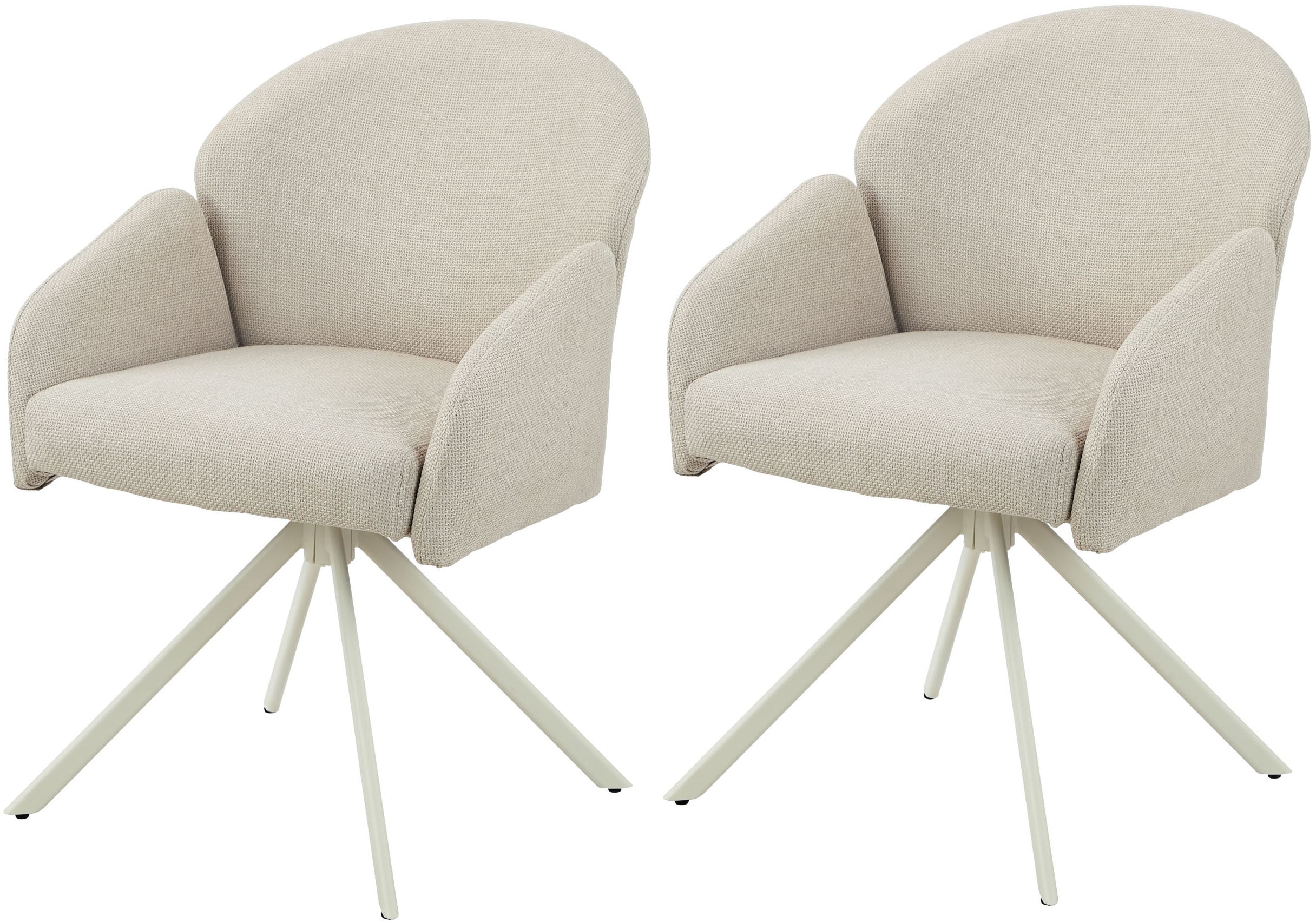 Armlehnstuhl HELA "HOLLY", beige, creme, creme, B:56,5cm H:84cm T:61cm, Metall, Polyester, Stoff, Stühle, Armlehnstuhl, 360 drehbar, Armlehnen, Gestell angepasst, Swing Back Komfortrücken