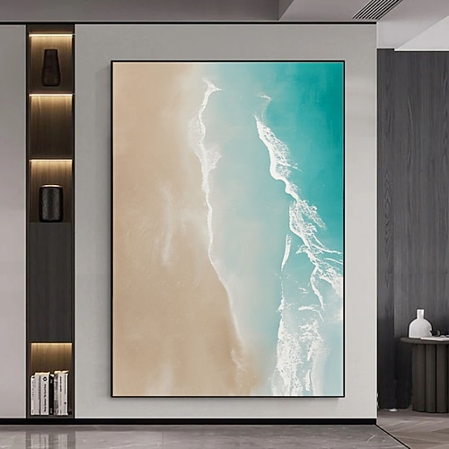 dipinto a olio fatto a mano raffigurante un'onda oceanica, impasto blu, arte astratta dell'oceano, arte murale moderna per il soggiorno costiero, grande opera d'arte raffigurante un'onda naturale