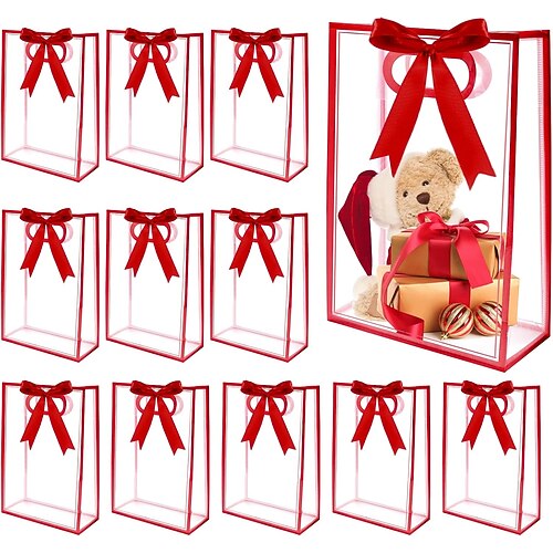 Confezione da 12 sacchetti regalo per San Valentino: sacchetti trasparenti con finestra, perfetti per regali di lavoro, compleanni, Capodanno, San Valentino, festa della mamma, laurea, matrimonio e