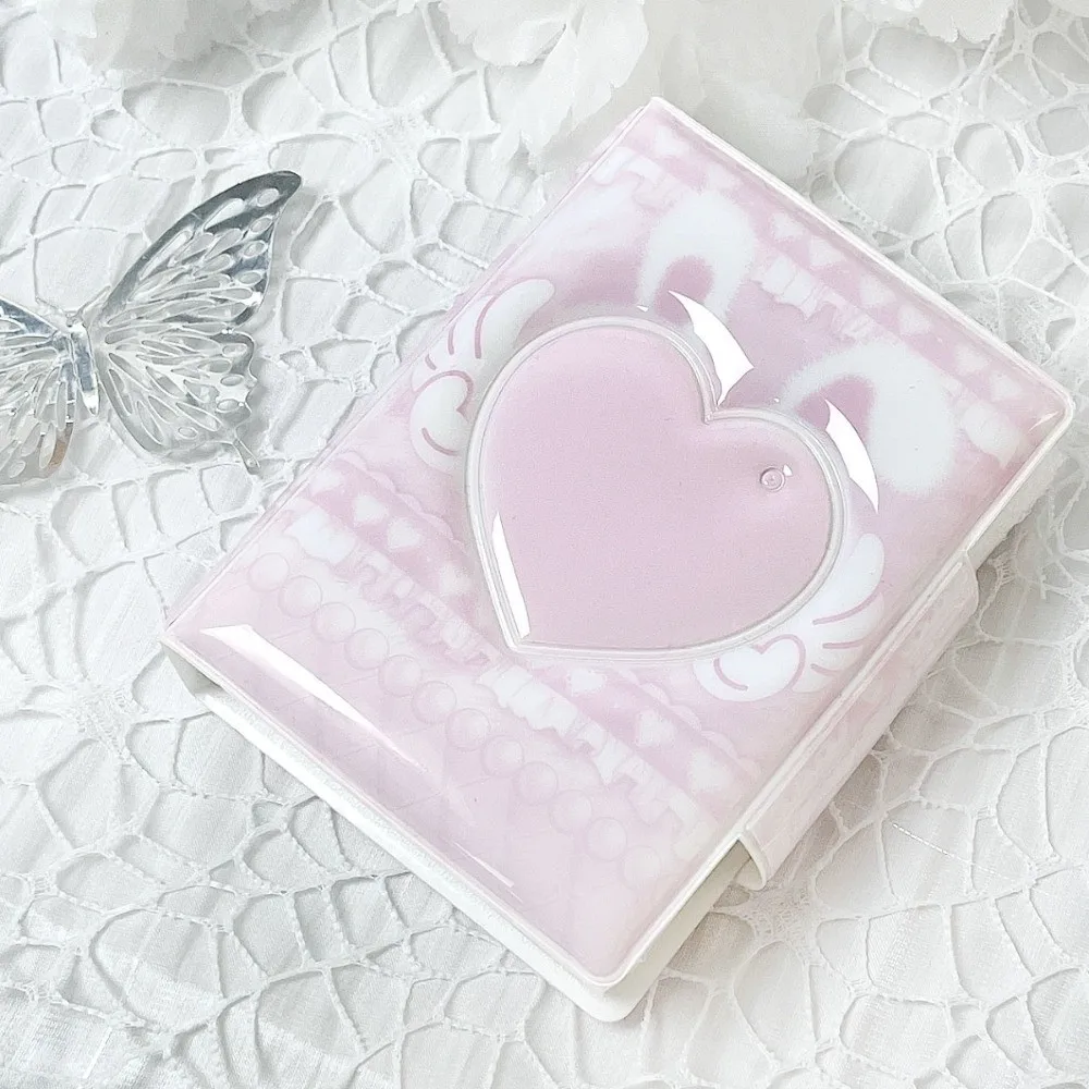 Pink Love Bow Kartenalbum, 7,6 cm, Mini-PVC-Fotokartenbinder, Sammelkartenalbum mit 16 Innenseiten, Postkartenbuch Image