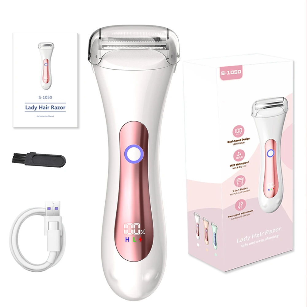 Elektrischer Nass- und Trocken-Epilierer für Beine und Körper, IPX7 wasserdicht, tragbarer Damenrasierer, Damen-Bikini-Trimmer, Gesichtshaarentferner Image