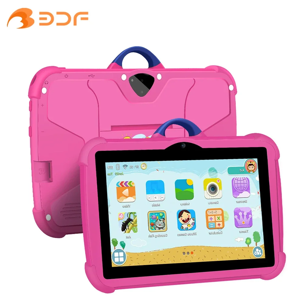 Neue 7 Zoll 5G WiFi Kinder Tablet Für Studie Bildung Quad Core 4GB RAM 64GB ROM WiFi Tabletten mit Tragbare Fall Für Kinder Geschenke Image