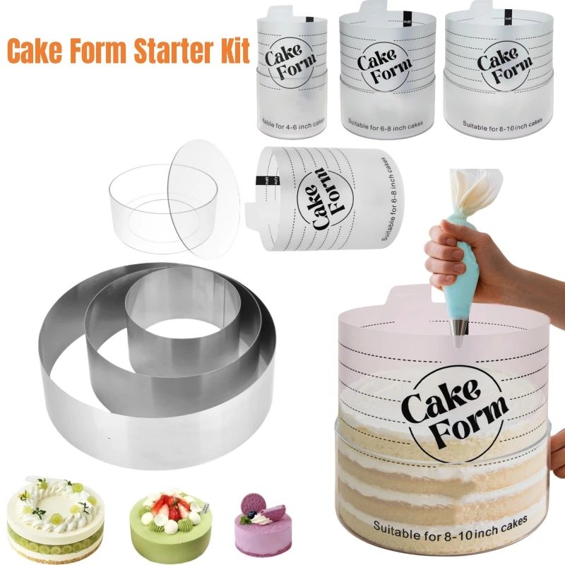 Einstellbare Runde Kuchen Ring Form Einziehbare Fondant Mousse Kuchen Ring Acryl Kreis Backen Ring Kuchen Werkzeuge Runde Kuchen Form Kit Image