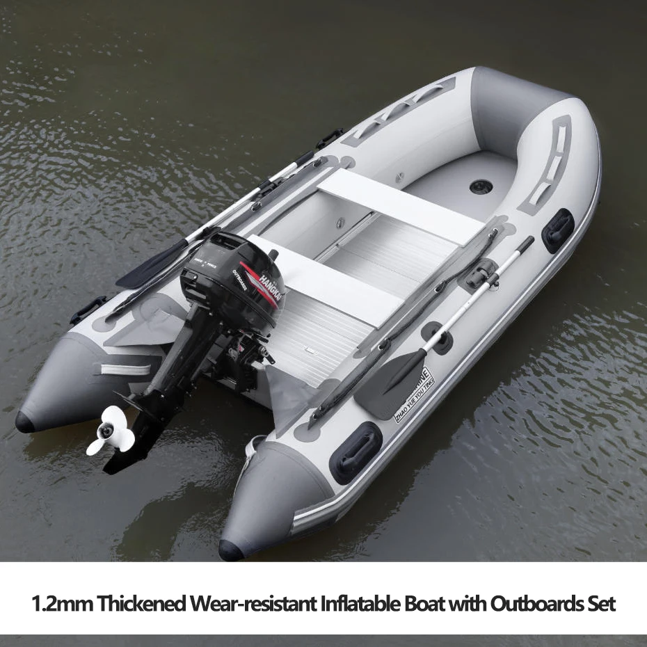Schlauchboot mit Außenbordmotor-Set für Flussseen, Luya-Angeln, langlebige Dicke, PVC, Kajakfahren, 3-Luftkammer, Sicherheitskanufahren Image