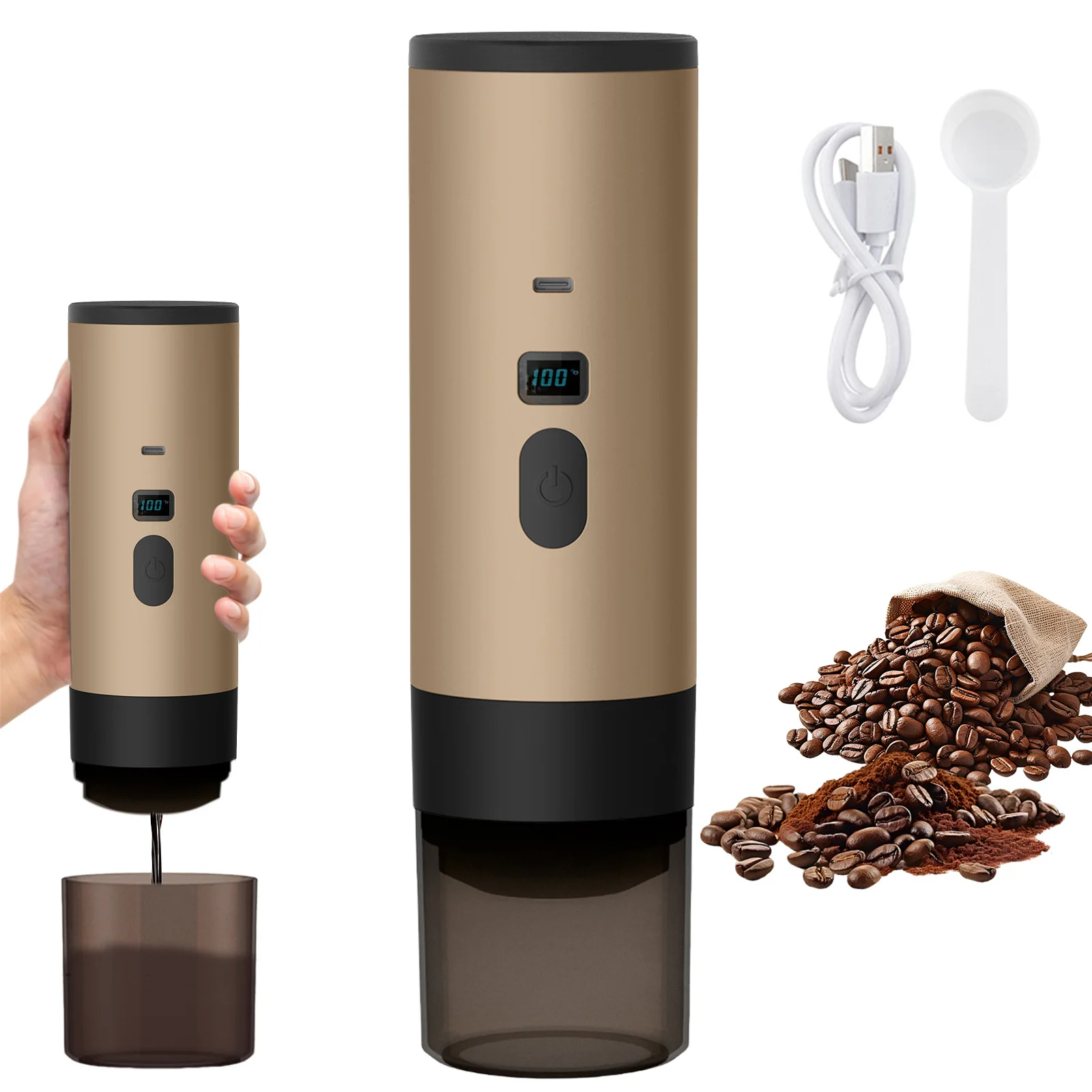 Tragbare Elektrische Kapsel-Kaffeemaschine Espresso-Kapselmaschine Kabellose Heizpumpe Kaffeekapselmaschine Reise- und Auto-3-in-1-Pod-Kaffeemaschine Image