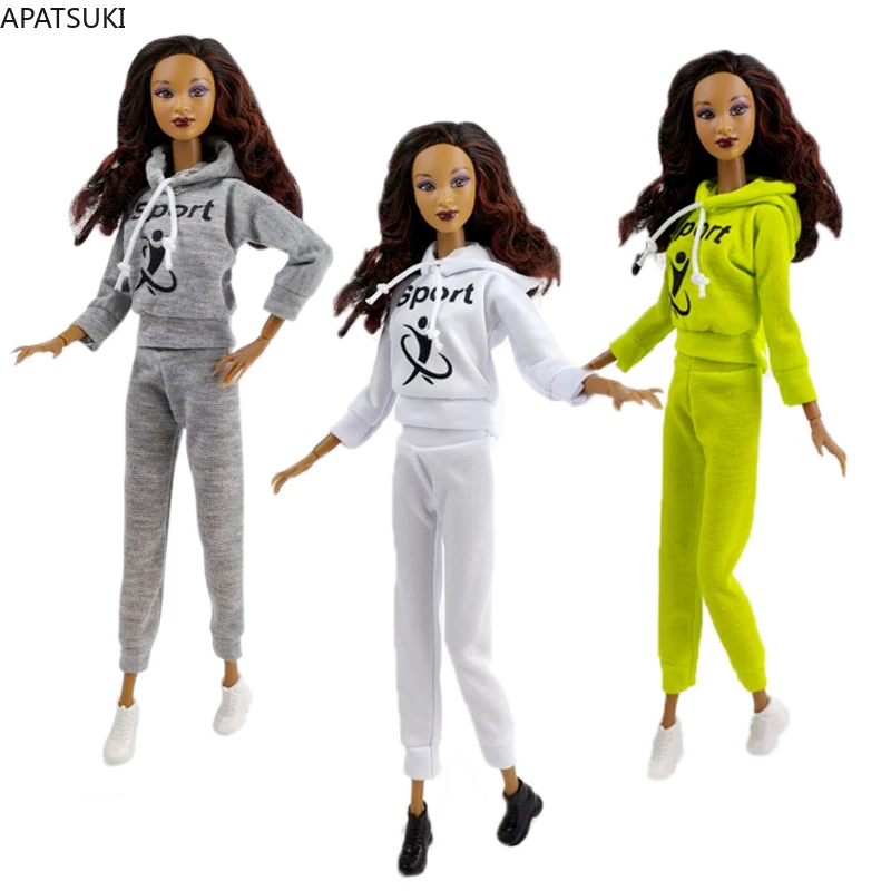 Mode Casual Sport Tragen Kleidung Set für Barbie Puppe Outfits 1/6 Hoodies Mantel Hosen Hosen Turnschuhe Schuhe Spielzeug Zubehör