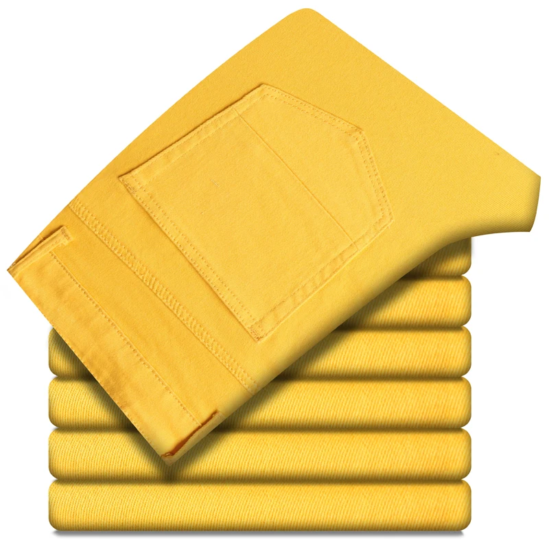 Gelbe männer Gerade Jeans Neue Design Denim Männliche Lange Hosen Elastische Mode Koreanische Jugend Party Hip Hop Hosen Streetwear