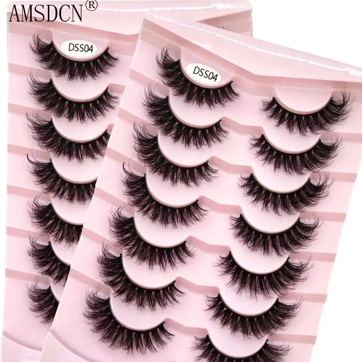 HBZGTLAD Vollfaux-Nerzwimpern, flauschige D-Curl-Streifenwimpern, sieht aus wie Wimpernverlängerungen, 15 mm, dünne Wimpern, natürliche gefälschte Wimpern P Image