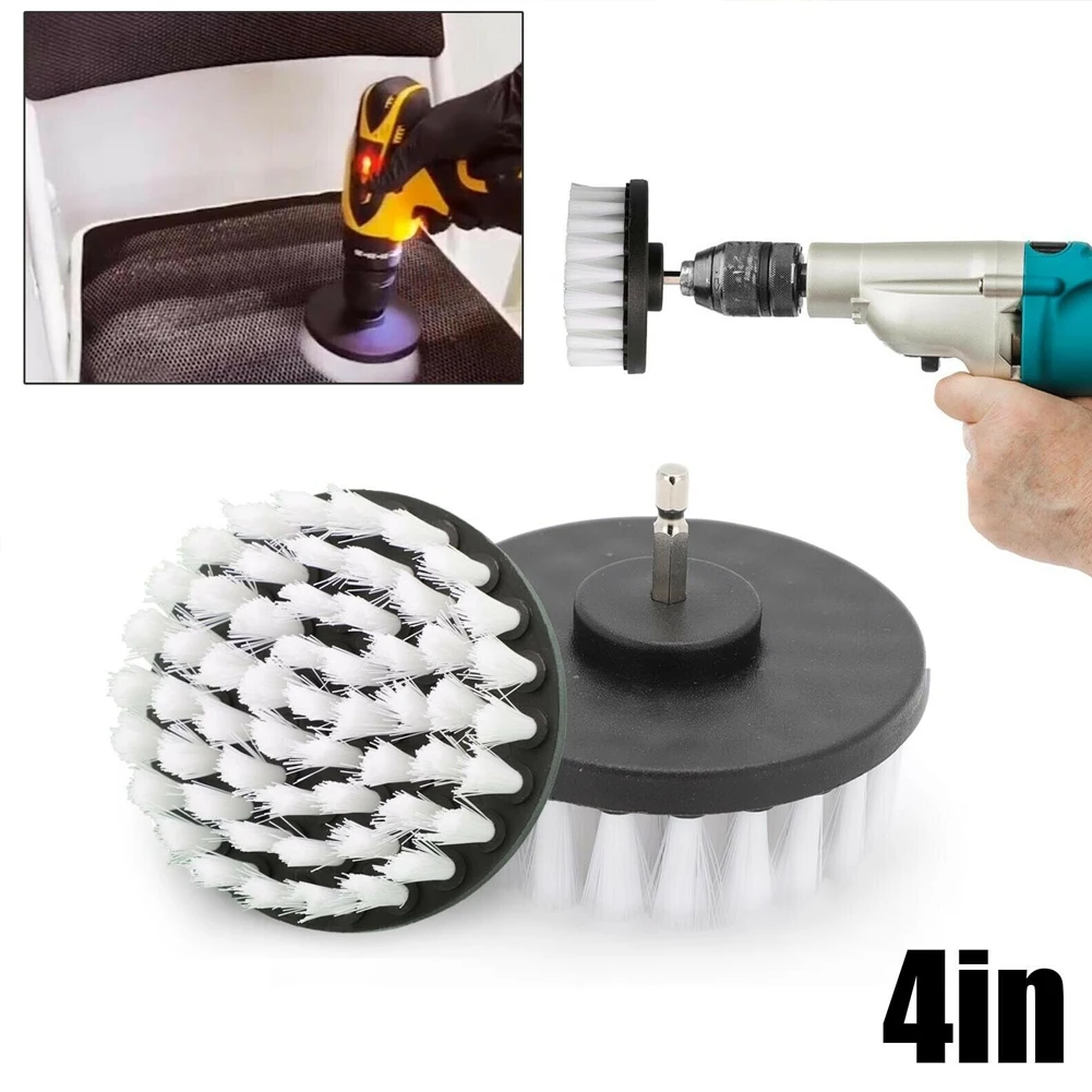 4-Zoll-Bohrbürstenaufsatz Power Scrubber Tools zum Reinigen von Teppichen und Leder und Polstern. Weiches Reinigungsbürstenzubehör Image