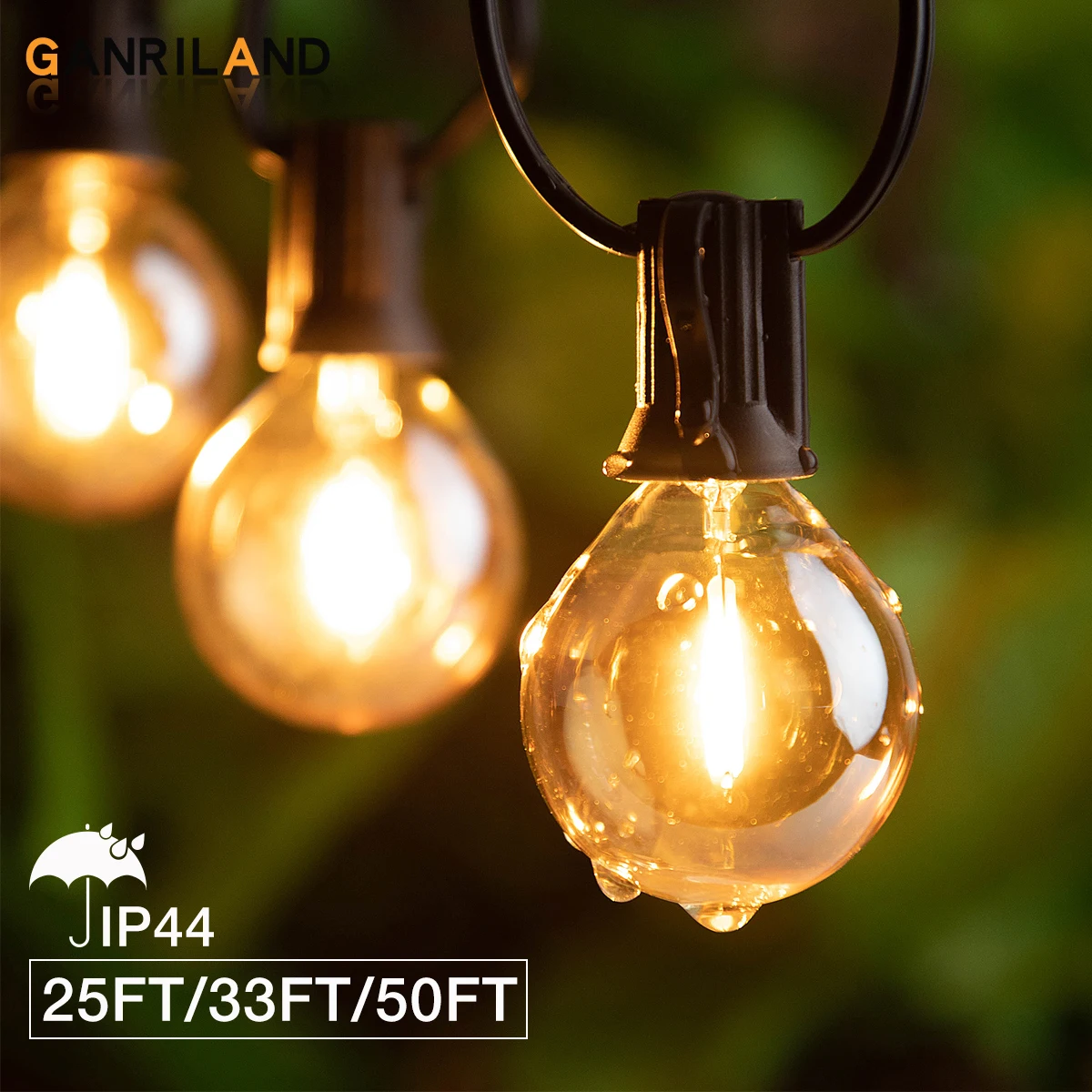 Ganriland 25ft 50ft g40 LED-Lichterketten Braun glas Glühbirne dimmbar 2200k verbin dbar uns EU-Stecker Party Hochzeits dekor Lichterkette Image