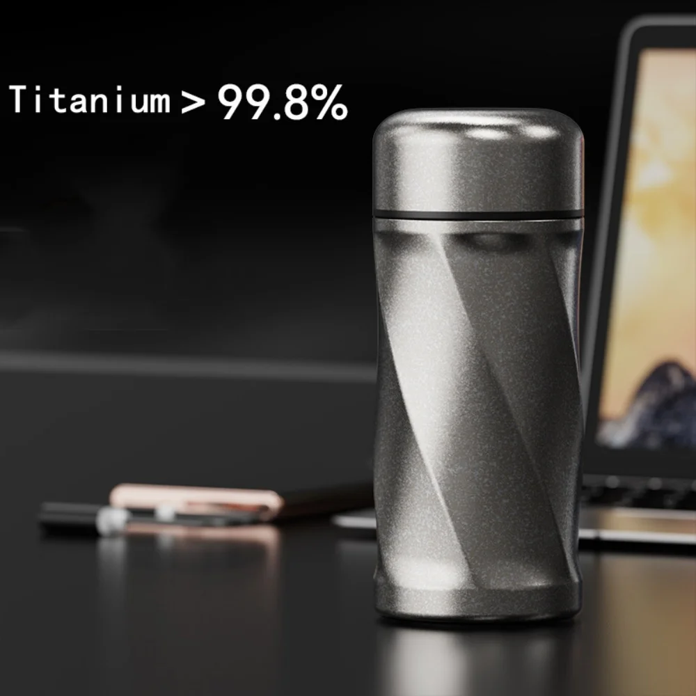 Doppelwandige isolierte Wasserflasche aus Titan für Tee, 200 ml, voller Titan, Business-Büro-Thermosflasche, Kaffee-Thermobecher Image
