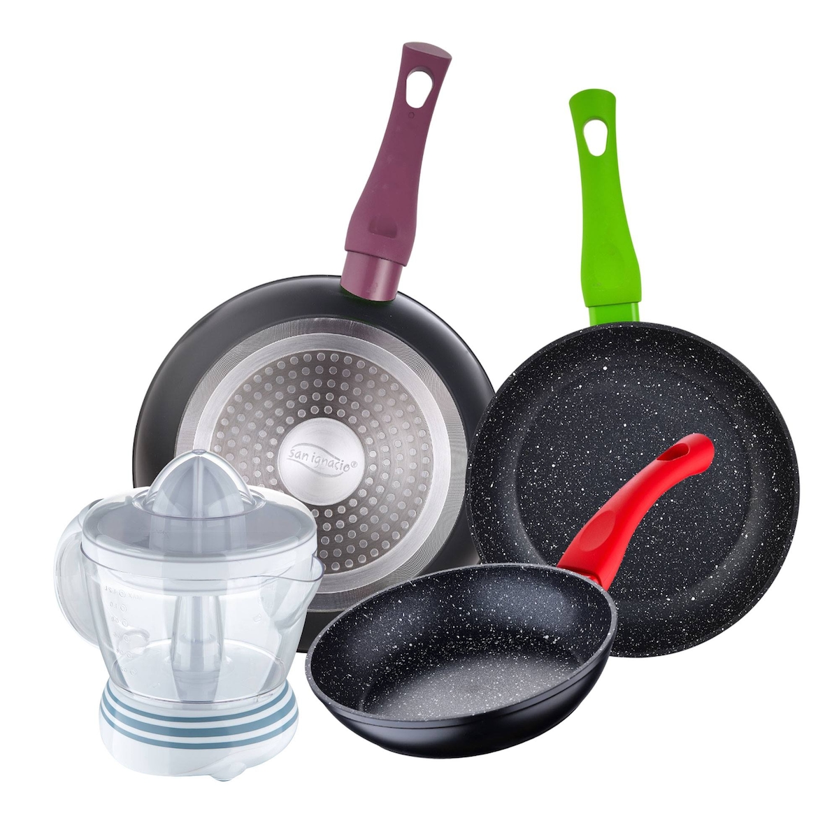 BERGNER - Set aus 3 Pfannen Ø18/Ø22/Ø26 cm Jolie Schmiedaluminium, geeignet für Induktion Entsafter NATURALLY 40 W, 1,2 L Image