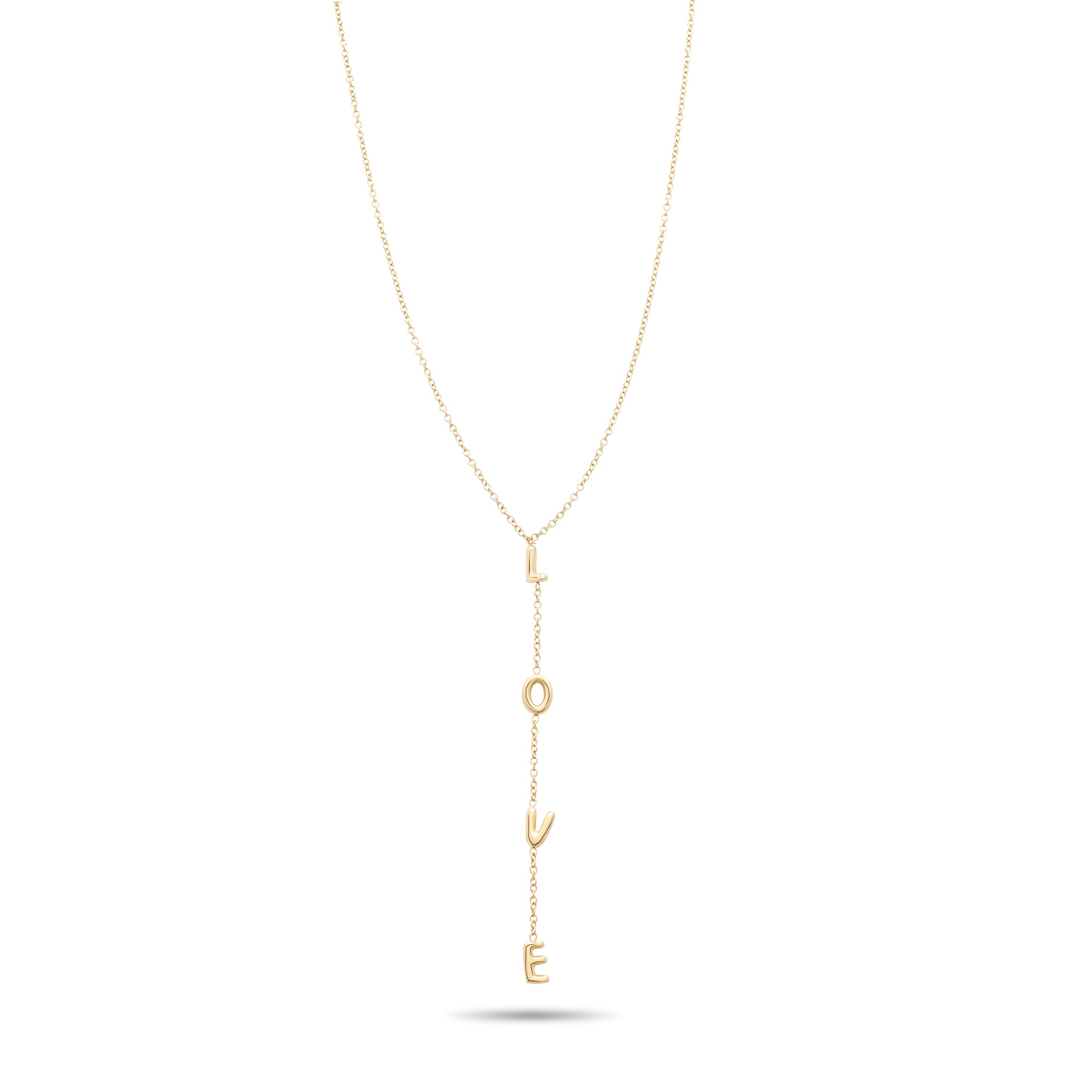 Y-Kette ECHTZEIT "Schmuck Geschenk Edelstahl Halskette Love Letters", gelbgoldfarben, Halsketten, Damen, Edelstahl, L: 47