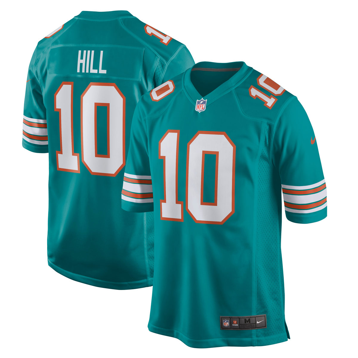 Footballtrikot NIKE "Nike Trikot Miami Dolphins NFL Alternate Game Jersey Hill 10", Herren, Gr. L, blau (mehrfarbig), 100% Polyester, Trikots