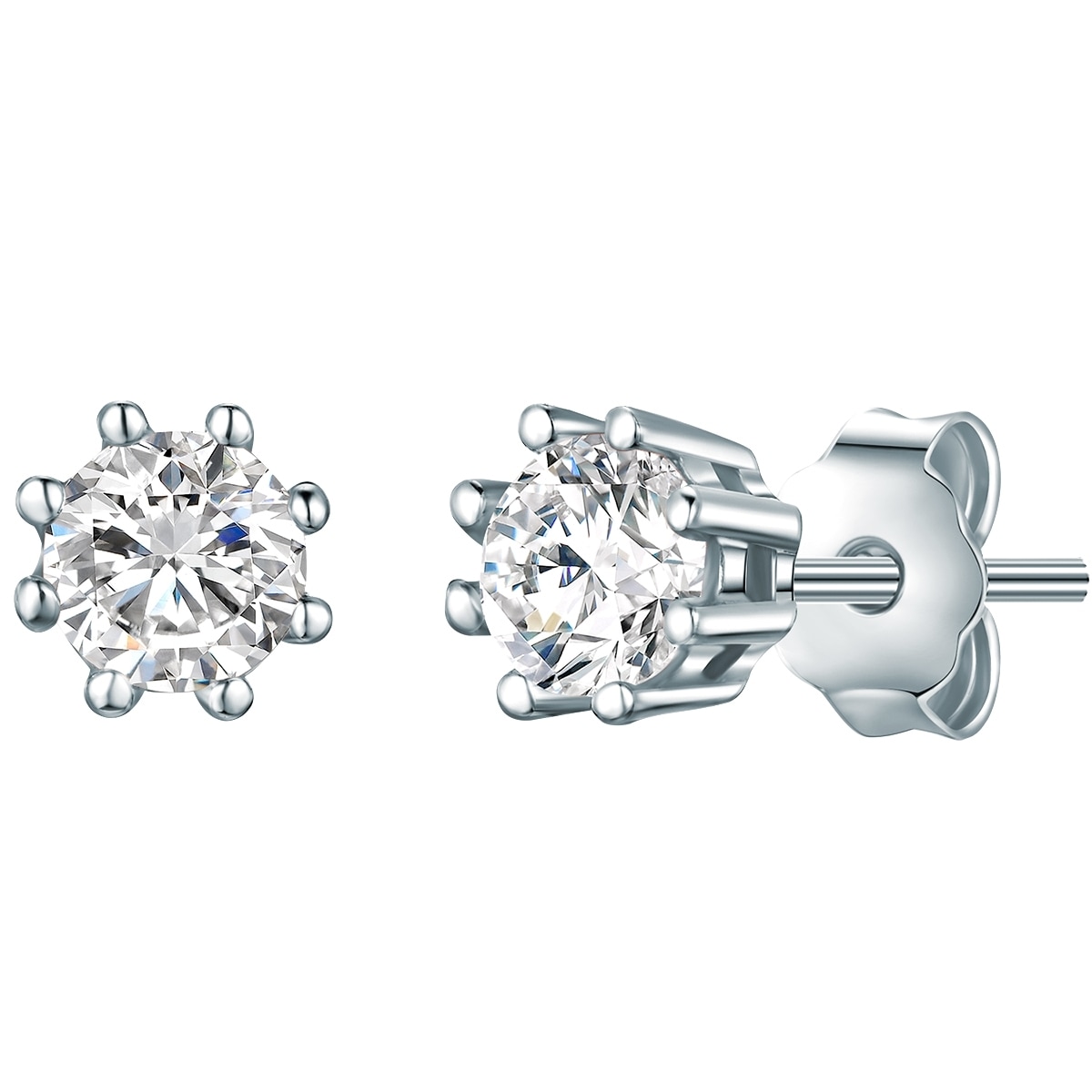 Paar Ohrstecker LULU & JANE "Set: LJ435", silber, weiß, Ohrringe, Damen, 5,3,mit Zirkonia, Silber 925 (Sterlingsilber), Sterling Silber