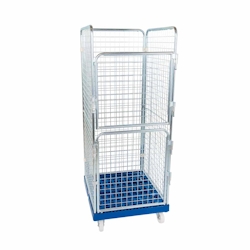 Oswald Transportgeräte Sammelrollbehälter, 4-seitig, Nutzhöhe 1.585 mm, Rollplatte aus Kunststoff, 724 x 815 x 1.800 mm, 500 kg, Verkehrsgrün Image