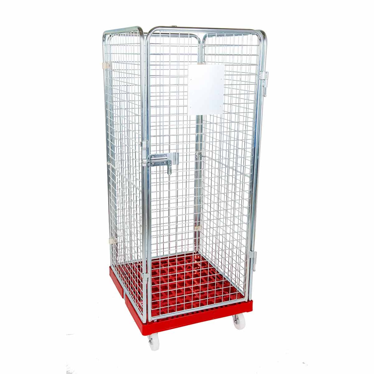 Oswald Transportgeräte Rollbehälter hoch, 4-seitig, Diebstahlschutz, Rollplatte geschlossen aus Kunststoff, 724 x 815 x 1.800 mm, 500 kg, Nutzhöhe 1.585 mm, Hygiene Grau Image