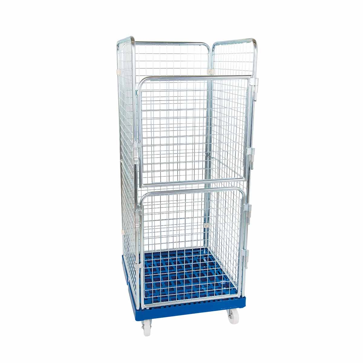 Oswald Transportgeräte Sammelrollbehälter, 4-seitig, Nutzhöhe 1.585 mm, Rollplatte aus Kunststoff, 724 x 815 x 1.800 mm, 500 kg, Feuerrot Image