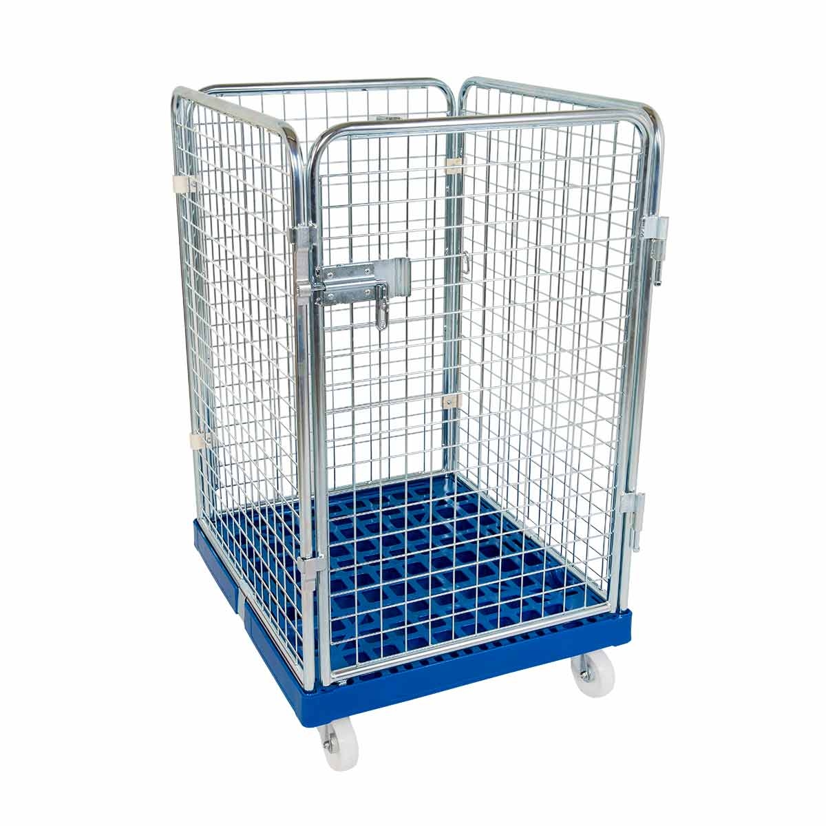 Oswald Transportgeräte Rollbehälter niedrig, 4-seitig, Diebstahlschutz, Rollplatte aus Kunststoff, 724 x 815 x 1.210 mm, 500 kg, Nutzhöhe 1.020 mm, Lichtblau Image