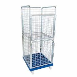 Oswald Transportgeräte Sammelrollbehälter mit Zwischenboden, 4-seitig, Nutzhöhe 1.585 mm, Rollplatte aus Metall, 724 x 815 x 1.800 mm, 500 kg Image