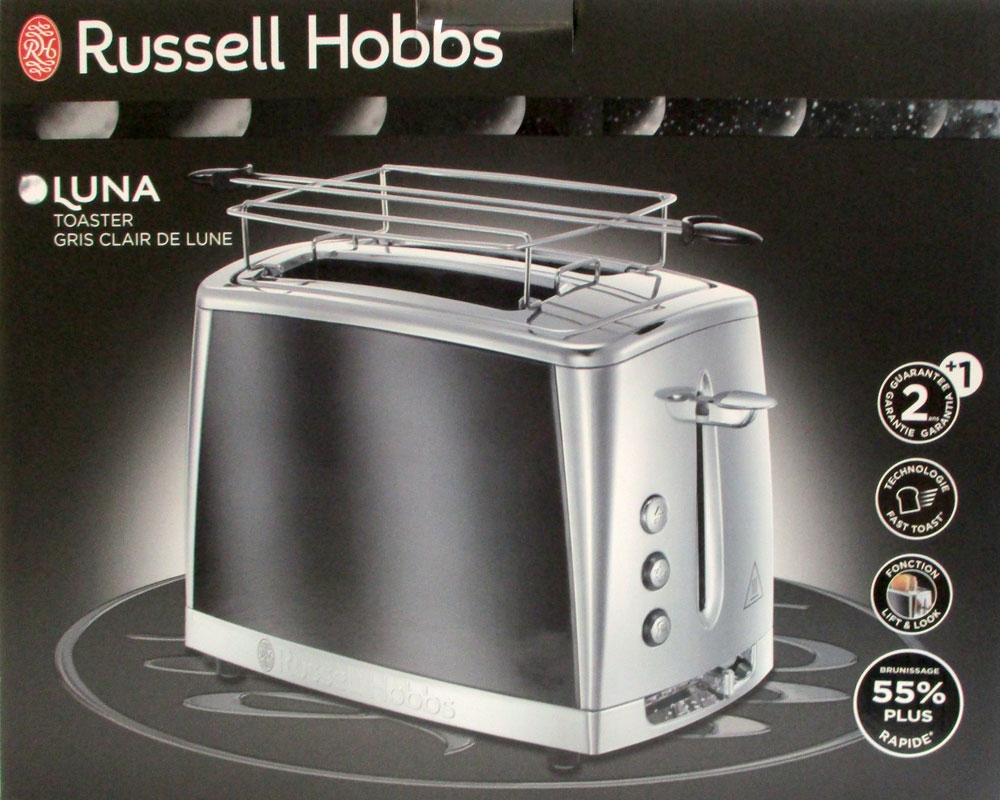 Russell Hobbs 23221-56 Toaster Luna Moonlight Grey Brötchenaufsatz 6 Stufen 1550 Watt Image
