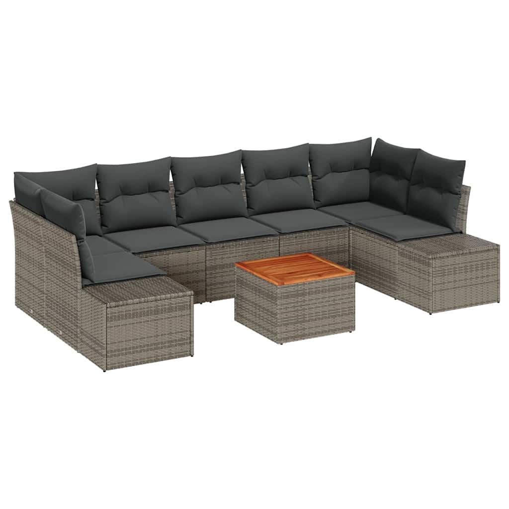 vidaXL Garten-Sofa-Set mit Kissen 8 pcs Grau Poly Rattan Image