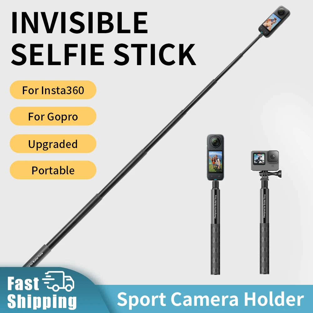 1,2 m unsichtbarer Selfie-Stick für Insta360 X5 X4 X3 X2 Aluminiumlegierung Selfie-Stick für GoPro Hero 11 10 9 8 DJI OSMO Action Image