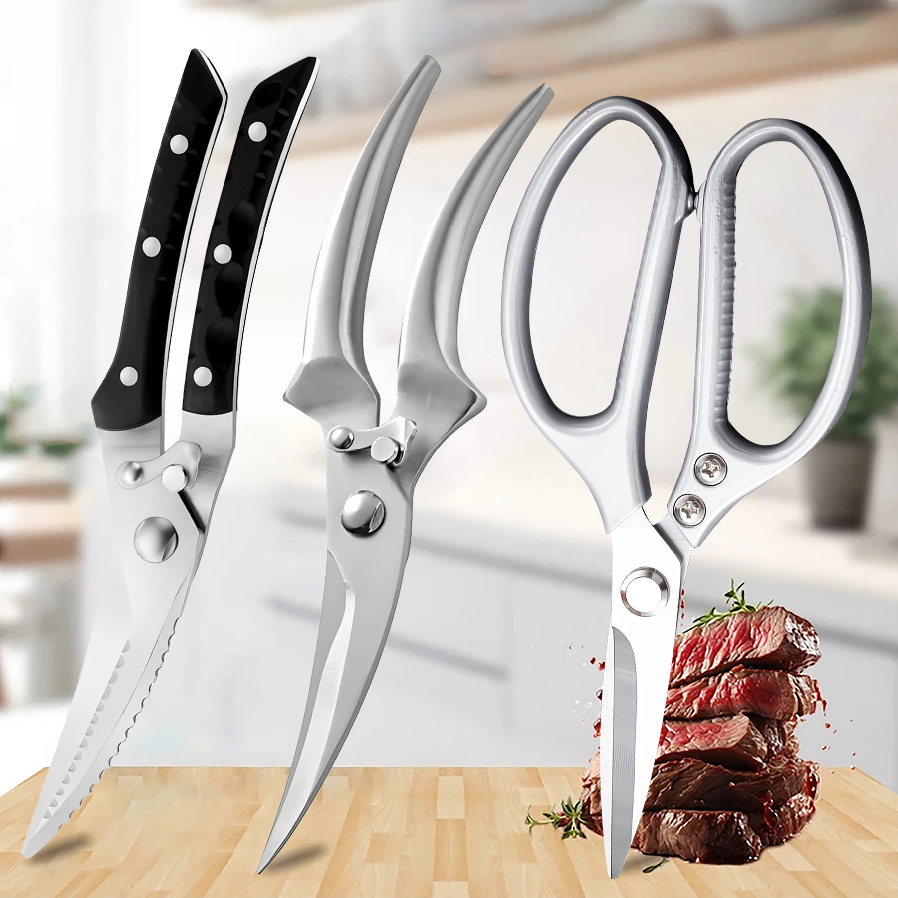 1PC, Multifunktionale Küche Schere Huhn Knochen Schere Nicht-Slip Griff BBQ Schere Kochen Schere Schere Werkzeuge Image