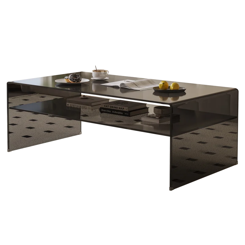 Rechteckiger Teetisch aus Glas, Wohnzimmer, Sofa, Couchtisch, Kombination, TV-Schrank, einfacher moderner Tisch, kleine Wohnung, Aufbewahrung, einfach
