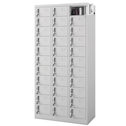 DELUKE Schließfachschrank Spind PORTO - 33 Fächer, Etikettenhalter | Wertfachschrank Umkleideschrank Metall Kleiderspind, 185x90x45cm Grau Image